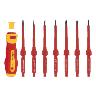 Отвертка со сменными жалами, диэлектрическая до 1000 В, 9 предметов, CrV Сибртех по ценам производителя в Уфе с доставкой по всей России