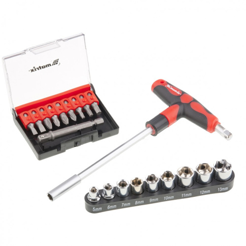 Отвертка с Т-образной эргономичной ручкой, набором бит и насадок, 20 шт, CrV Matrix по ценам производителя в Уфе с доставкой по всей России