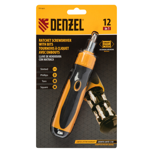 Отвертка реверсивная, механизм SmartPush 12 шт, S2 Denzel по ценам производителя в Уфе с доставкой по всей России
