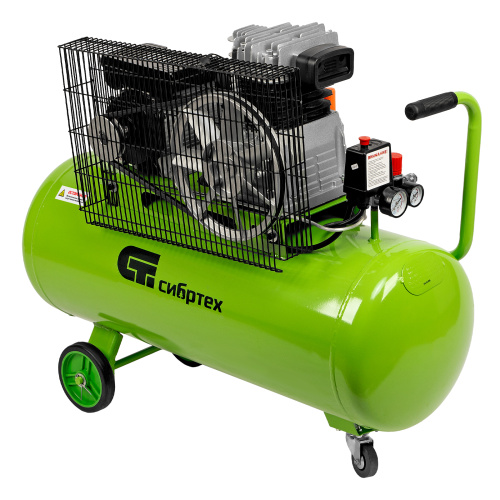 Компрессор воздушный КР-2200/100, 2.2 кВт, 350 л/мин, 100 л, ременной привод, масляный Сибртех по ценам производителя в Уфе с доставкой по всей России