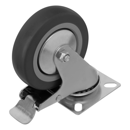 Колесо поворотное с тормозом D 100 мм, крепление  платформенное Сибртех по ценам производителя в Уфе с доставкой по всей России