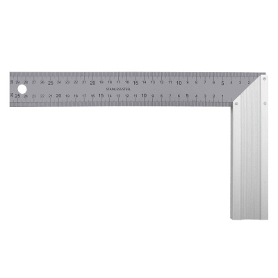 Угольник стальной 300 мм, нержавеющая сталь, градуировка, алюминиевое основание Denzel по ценам производителя в Уфе с доставкой по всей России