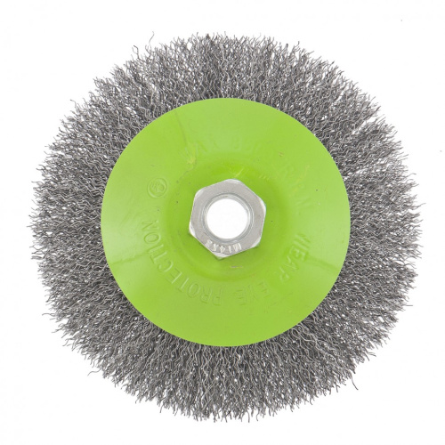 Щетка для УШМ, 125 мм, М14, "тарелка", витая проволока Сибртех по ценам производителя в Уфе с доставкой по всей России