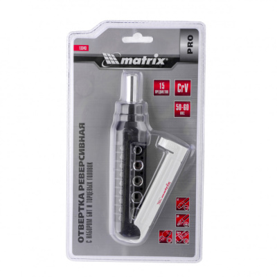 Отвертка реверсивная с набором бит и торцевых головок, 15 шт, CrV Matrix Pro по ценам производителя в Уфе с доставкой по всей России