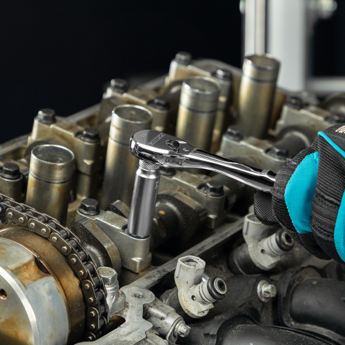 Ключ-трещотка 1/4", CrV, 90 зубьев, усиленный, хром Gross по ценам производителя в Уфе с доставкой по всей России