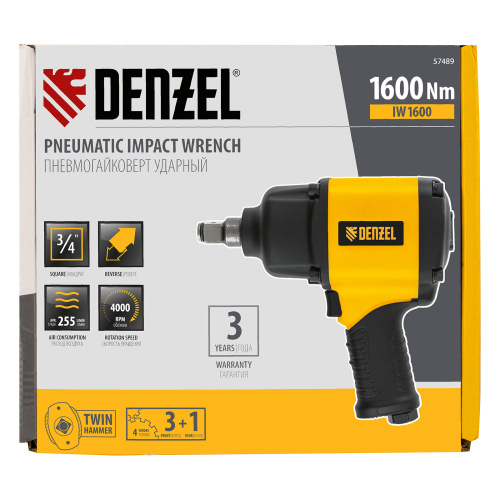Ударный пневмогайковерт IW1600, 3/4", 4000 об/мин, 1600 Нм Denzel по ценам производителя в Уфе с доставкой по всей России