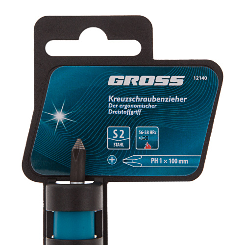 Отвертка PH1 x 100 мм, S2, трехкомпонентная ручка Gross по ценам производителя в Уфе с доставкой по всей России