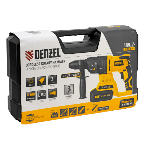 Перфоратор аккумуляторный BLRH-IB-26 Li-Ion, 18 В Denzel по ценам производителя в Уфе с доставкой по всей России