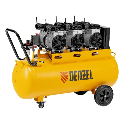 Компрессор безмасляный, малошумный DLS 3300/100, 3300 Вт,3x1100, 100 л, 570 л/мин ,блок управления Denzel по ценам производителя в Уфе с доставкой по всей России