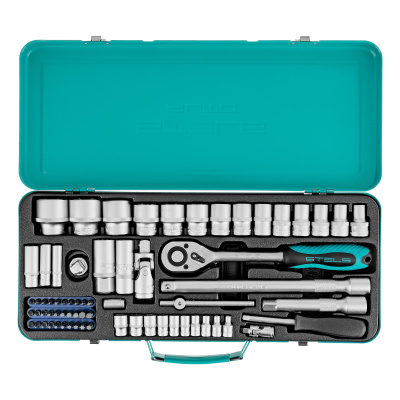 Набор торцевых головок с трещоткой, 1/2" и 1/4", 68 предметов Stels по ценам производителя в Уфе с доставкой по всей России