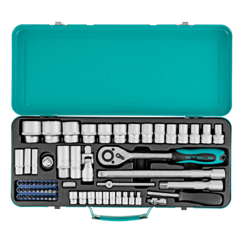 Набор торцевых головок с трещоткой, 1/2" и 1/4", 68 предметов Stels по ценам производителя в Уфе с доставкой по всей России