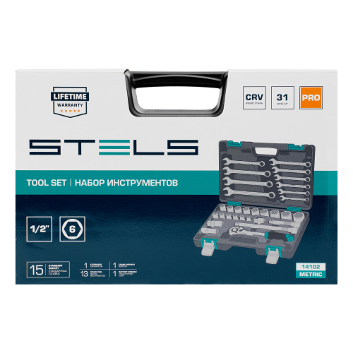 Набор инструментов, 1/2", CrV, пластиковый кейс 31 предмет Stels по ценам производителя в Уфе с доставкой по всей России
