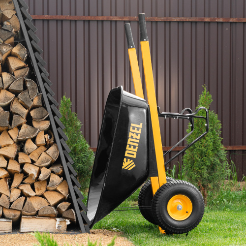 Тачка строительная, усиленная, объем 140 л, 250 кг, двухколесная, колесо 15х6.00-6 Denzel по ценам производителя в Уфе с доставкой по всей России