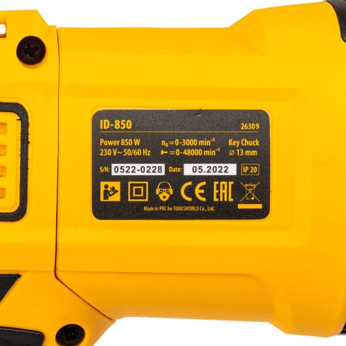 Дрель ударная ID-850, 850 Вт, 0-3000 об/мин, 48000 уд/мин Denzel по ценам производителя в Уфе с доставкой по всей России