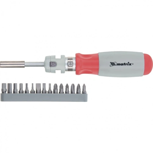 Отвертка реверсивная, телескопическая, силовой элемент под ключ, набор бит, CrV, 15 шт Matrix по ценам производителя в Уфе с доставкой по всей России
