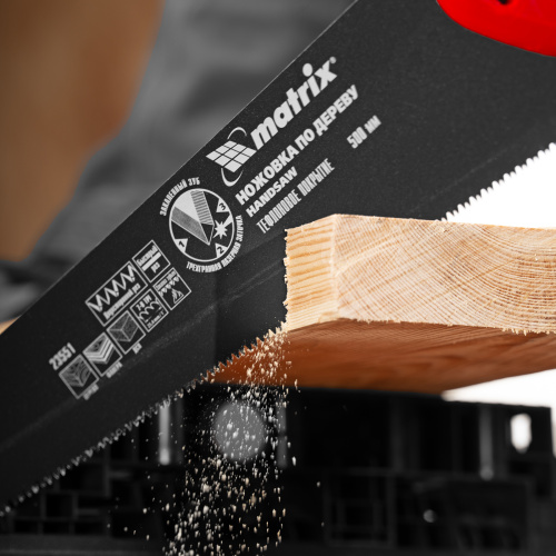 Ножовка по дереву, 500 мм, 7-8 TPI, зуб-3D, каленый зуб, тефлоновое покрытие полотна, двухкомпонентная рукоятка Matrix по ценам производителя в Уфе с доставкой по всей России