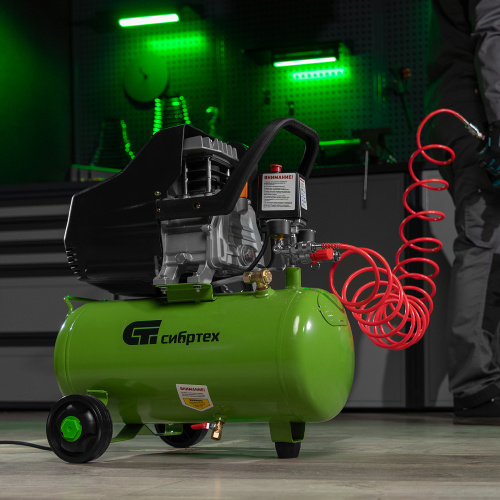 Компрессор воздушный КК-1500/24, 1.5 кВт, 198 л/мин, 24 л, прямой привод, масляный Сибртех по ценам производителя в Уфе с доставкой по всей России