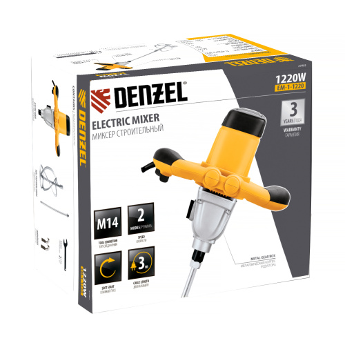 Миксер строительный EM-1-1220, 1220 Вт, 0-480/0-800 об/мин Denzel по ценам производителя в Уфе с доставкой по всей России