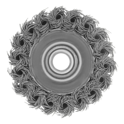 Щетка для УШМ, 75 мм, "Чашка", крученая нержавеющая проволока 0.5 мм, М14 Denzel по ценам производителя в Уфе с доставкой по всей России