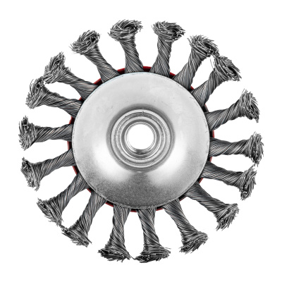 Щетка для УШМ, 115 мм, М14, "тарелка", крученая проволока 0.5 мм Matrix по ценам производителя в Уфе с доставкой по всей России