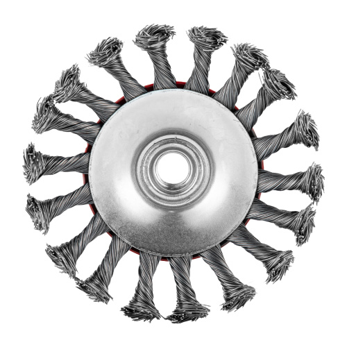 Щетка для УШМ, 115 мм, М14, "тарелка", крученая проволока 0.5 мм Matrix по ценам производителя в Уфе с доставкой по всей России