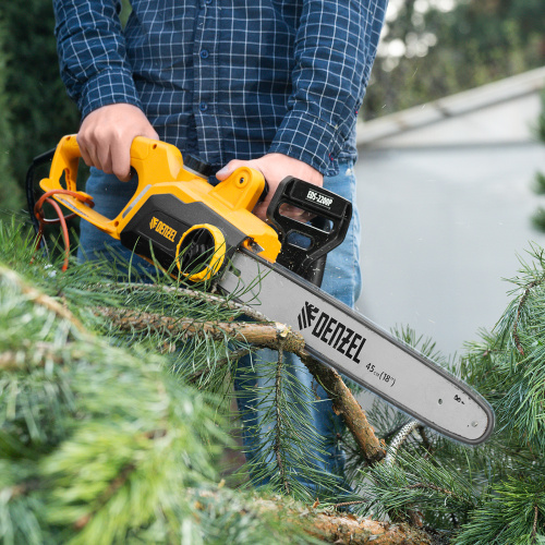 Пила цепная электрическая EDS-2200P, 2.2 кВт,поперечная, шина 45 см, шаг 3/8, паз 1.3 мм, 63 звена Denzel по ценам производителя в Уфе с доставкой по всей России