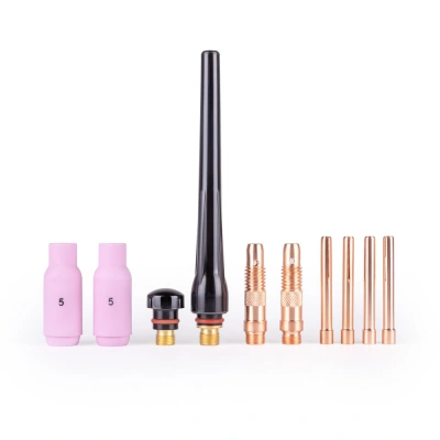 FoxWeld Набор комплектующих TIG17/18/26 (10 предметов: кер.сопло №5-2шт., цанги 1,6мм-2шт., 2,4мм-2шт., корп.цанги 1,6 и 2,4, колп. длин./кор., пр-во FoxWeld/КНР) купить в Москве с доставкой по всей России | ProtosMarket.ru