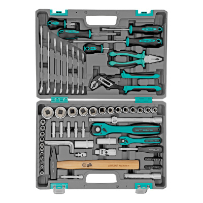 Набор инструментов, 1/2", 1/4", CrV, 12 гранные головки, пластиковый кейс, 76 предметов Stels по ценам производителя в Уфе с доставкой по всей России