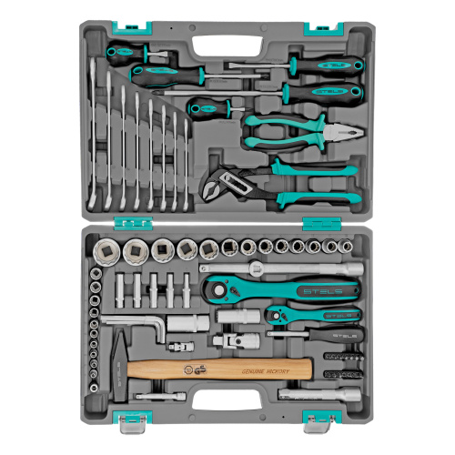 Набор инструментов, 1/2", 1/4", CrV, 12 гранные головки, пластиковый кейс, 76 предметов Stels по ценам производителя в Уфе с доставкой по всей России
