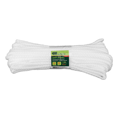 Шнур вязаный полипропиленовый с серд. белый, 6 мм, L 20 м, Сибртех по ценам производителя в Уфе с доставкой по всей России