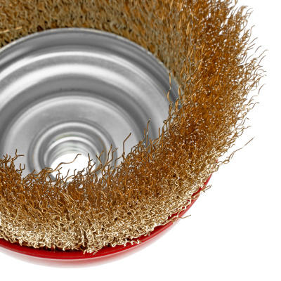 Щетка для УШМ, 100 мм, М14, "чашка", латунированная витая проволока Matrix по ценам производителя в Уфе с доставкой по всей России