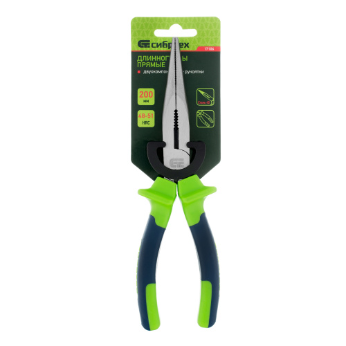 Длинногубцы прямые, 200 мм, двухкомпонентные рукоятки Сибртех по ценам производителя в Уфе с доставкой по всей России