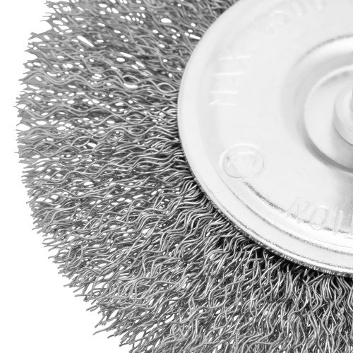 Щетка для дрели 100 мм, плоская со шпилькой, витая проволока Сибртех по ценам производителя в Уфе с доставкой по всей России