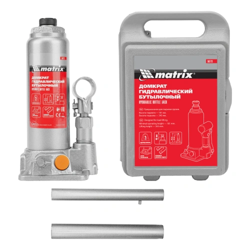 Домкрат гидравлический бутылочный, 2 т, h подъема 181-345 мм, в пластиковом кейсе Matrix по ценам производителя в Уфе с доставкой по всей России