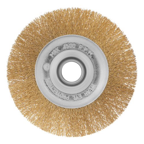 Щетка для УШМ, 150 мм, посадка 22.2 мм, плоская, латунированная витая проволока Matrix по ценам производителя в Уфе с доставкой по всей России