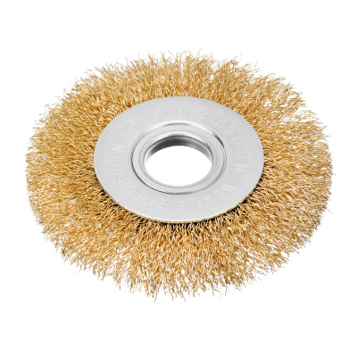 Щетка для УШМ, 100 мм, посадка 22.2 мм, плоская, латунированная витая проволока Matrix по ценам производителя в Уфе с доставкой по всей России