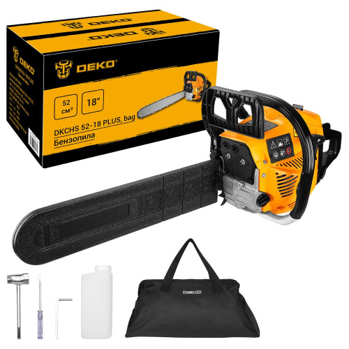 Бензопила DEKO DKCHS 52-18 PLUS, 3,8 л.с., 52 куб.см, 18", в сумке по ценам производителя в Уфе с доставкой по всей России