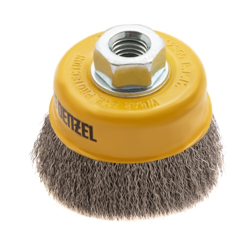 Щетка для УШМ, 75 мм, "Чашка", витая нержавеющая проволока 0.3 мм, М14 Denzel по ценам производителя в Уфе с доставкой по всей России