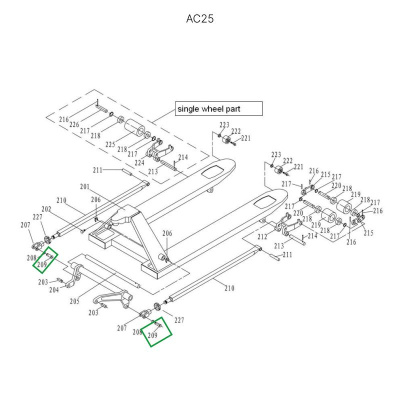 Ось крепления углового рычага к подвильной тяге для гидравлических тележек JC20 по ценам производителя в Уфе с доставкой по всей России