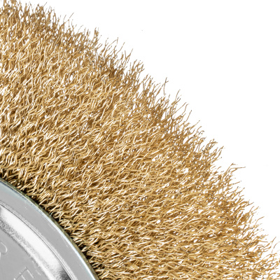 Щетка для УШМ, 200 мм, посадка 22.2 мм, плоская, латунированная витая проволока Matrix по ценам производителя в Уфе с доставкой по всей России