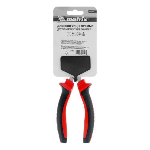 Длинногубцы прямые, 160 мм, хром-ванадий, двухкомпонентные рукоятки Matrix по ценам производителя в Уфе с доставкой по всей России