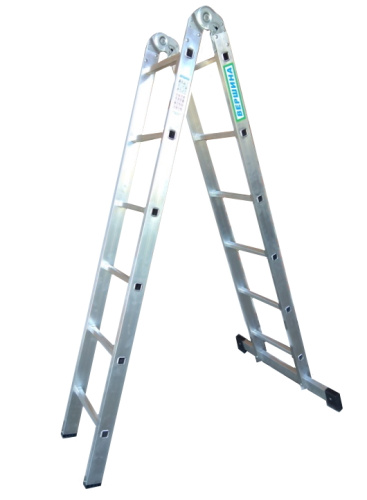 Лестница 2-х секционная алюминиевая шарнирная 2*6 по ценам производителя в Уфе с доставкой по всей России