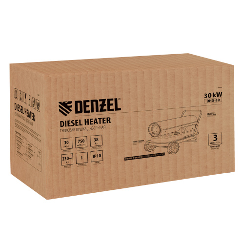 Дизельная тепловая пушка DHG-30, 30 кВт, 750 м3/ч, прямой нагрев Denzel по ценам производителя в Уфе с доставкой по всей России
