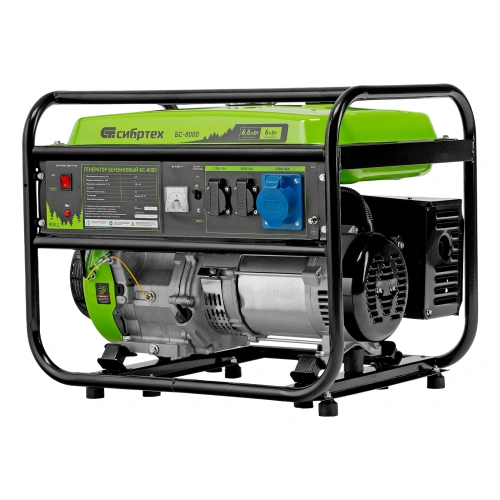 Генератор бензиновый БС-8000, 6,6 кВт, 230В, четырехтактный, 25 л, ручной стартер Сибртех по ценам производителя в Уфе с доставкой по всей России