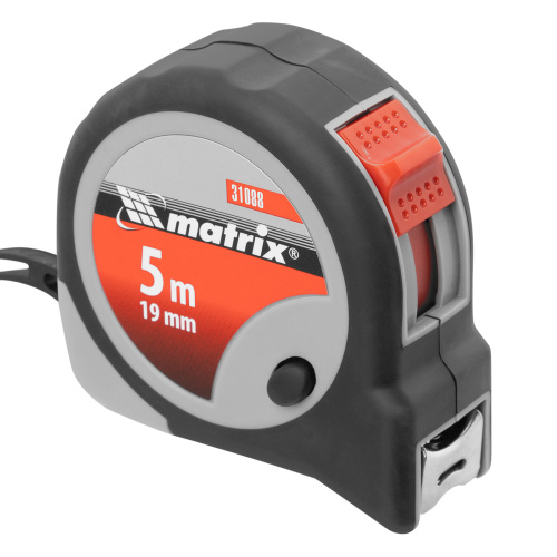 Рулетка Continuous fixation,5 м х 19 мм,двухкомпонентный корпус,плавная фиксация Matrix по ценам производителя в Уфе с доставкой по всей России