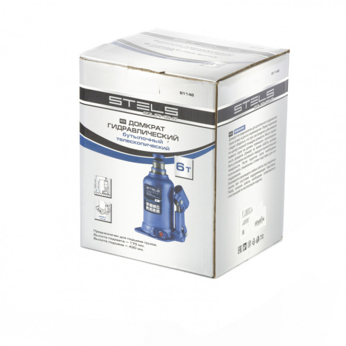 Домкрат гидравлический бутылочный телескопический, 6 т, подъем 170-430 мм Stels по ценам производителя в Уфе с доставкой по всей России