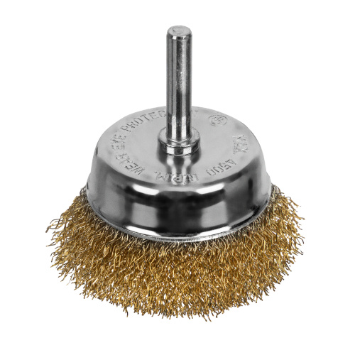 Щетка для дрели, 65 мм, "чашка" со шпилькой, латунированная витая проволока Matrix по ценам производителя в Уфе с доставкой по всей России
