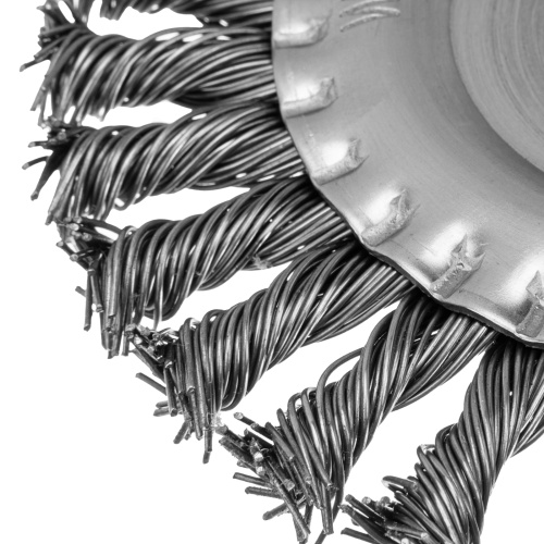 Щетка для УШМ 150 мм, М14, плоская, крученая проволока 0.8 мм Matrix по ценам производителя в Уфе с доставкой по всей России