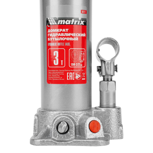 Домкрат гидравлический бутылочный, 3 т, высота подъема 194-372 мм Matrix по ценам производителя в Уфе с доставкой по всей России