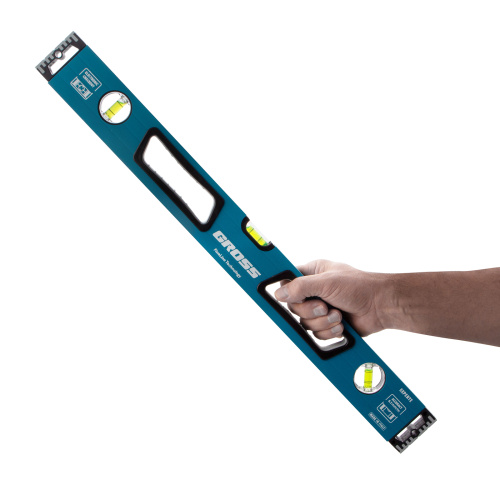 Уровень алюминиевый, 600 мм, усиленный с ударопрочными заглушками, рукоятки, 3 глазка Gross по ценам производителя в Уфе с доставкой по всей России